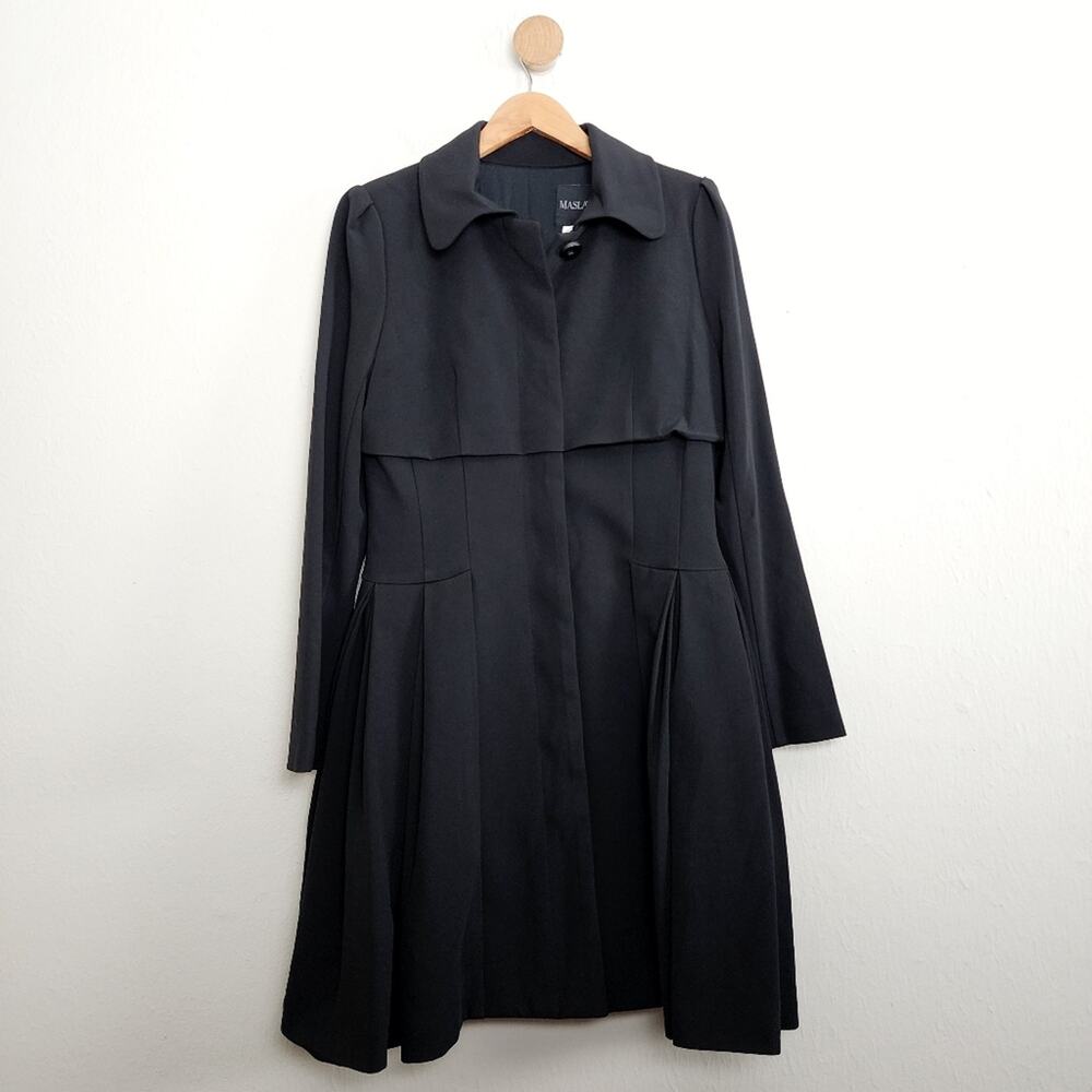 NWT Jovani Black Pleated Long Sleeve Midi Dress - Structured Workwear - Size 2